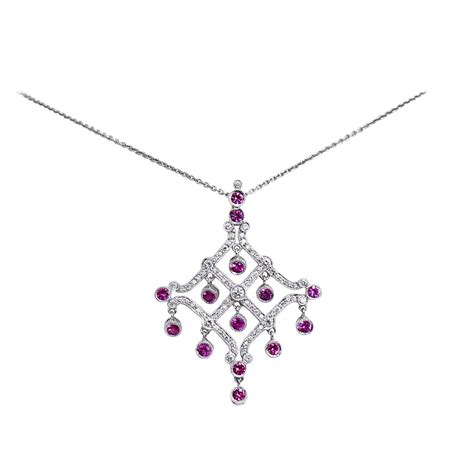 louis vuitton pink sapphire and diamond necklace